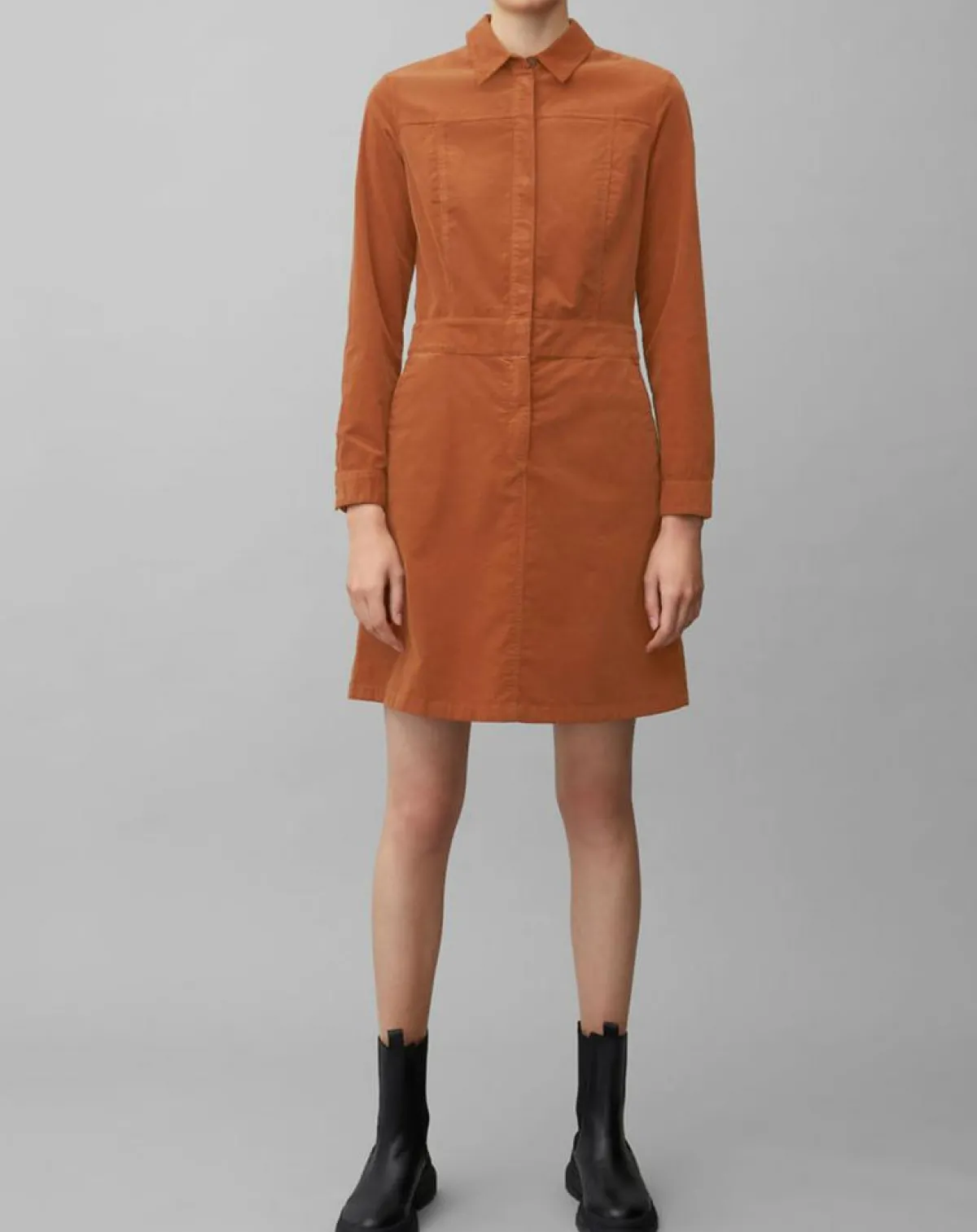 Marc O'Polo Robes|Robe en Velours Milleraies marron