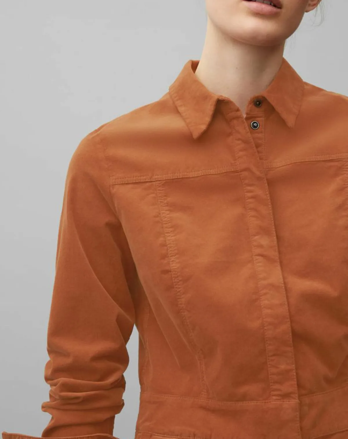 Marc O'Polo Robes|Robe en Velours Milleraies marron