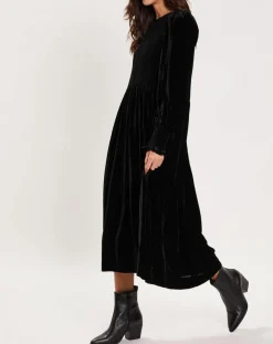 Manoush Robes|Robe en Velours satiné Princesse noire