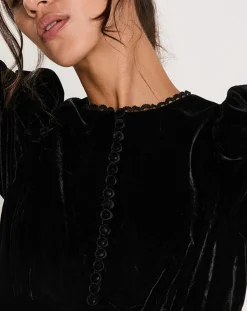 Manoush Robes|Robe en Velours satiné Princesse noire