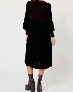 Manoush Robes|Robe en Velours satiné Princesse cerise noire