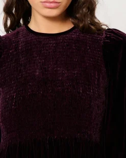 Manoush Robes|Robe en Velours satiné Princesse cerise noire