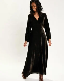 Lauren Vidal Robes|Robe en Velours Solo café