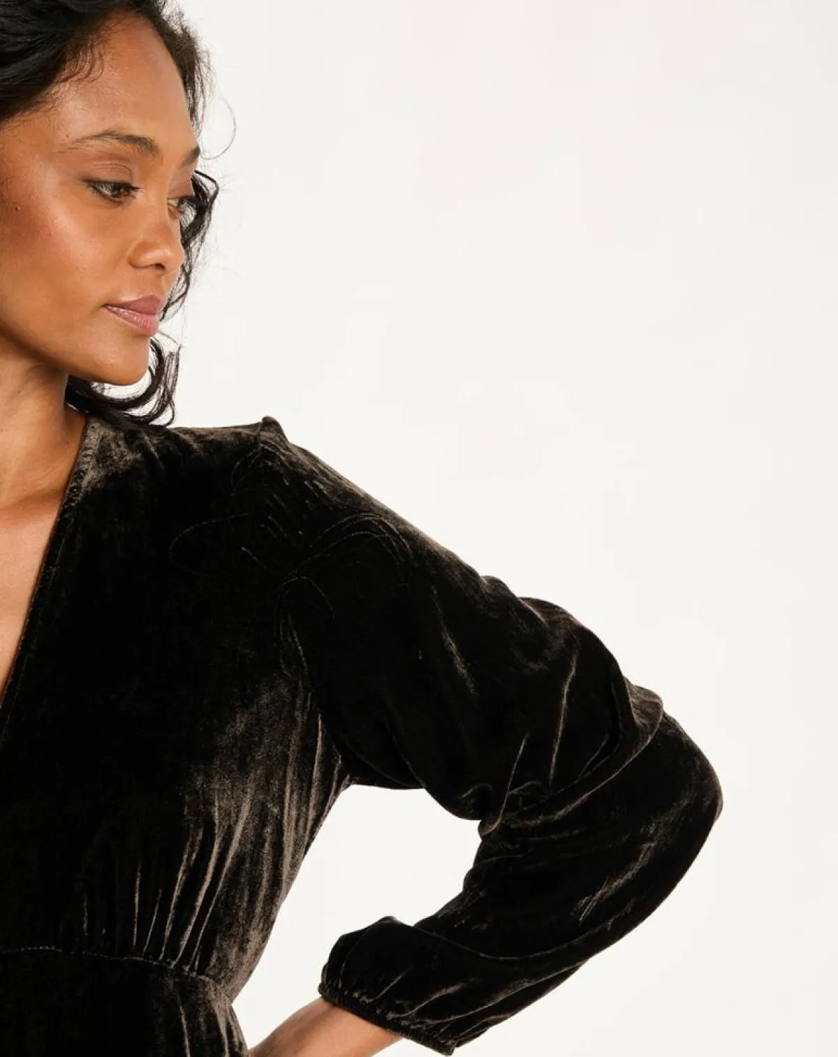 Lauren Vidal Robes|Robe en Velours Solo café