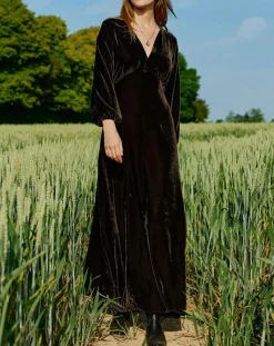 Lauren Vidal Robes|Robe en Velours Solo café