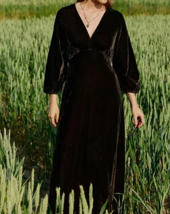 Lauren Vidal Robes|Robe en Velours Solo café