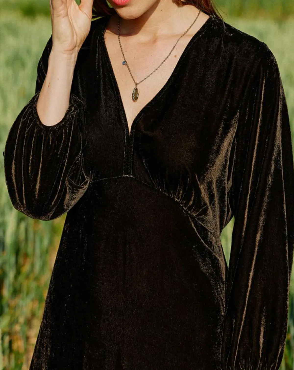 Lauren Vidal Robes|Robe en Velours Solo café