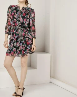 See u Soon Robes|Robe en voile Los Angeles imprimée noir/multicolore