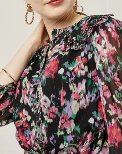 See u Soon Robes|Robe en voile Los Angeles imprimée noir/multicolore