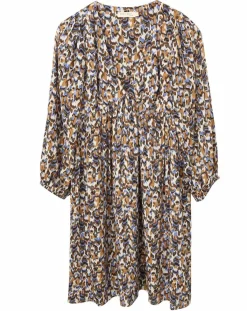 See u Soon Robes|Robe Esmée satinée imprimée beige/bleu