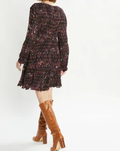 Scotch & Soda Robes|Robe Evasée Lurex col V noir/rose