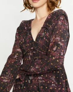 Scotch & Soda Robes|Robe Evasée Lurex col V noir/rose