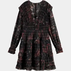 Scotch & Soda Robes|Robe Evasée Lurex col V noir/rose