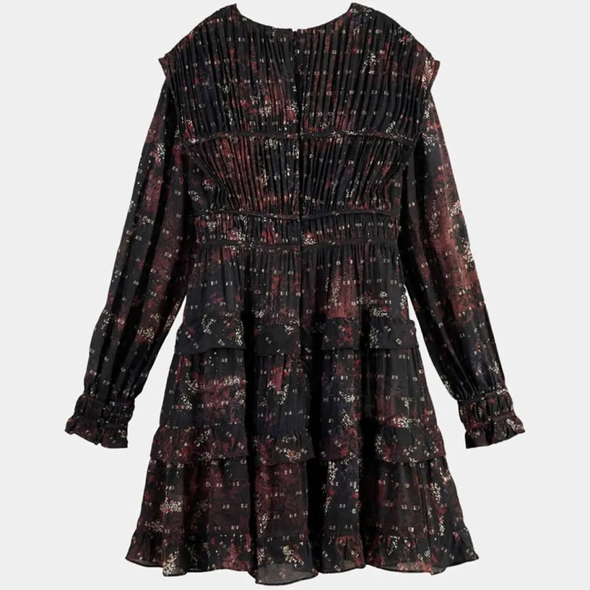 Scotch & Soda Robes|Robe Evasée Lurex col V noir/rose