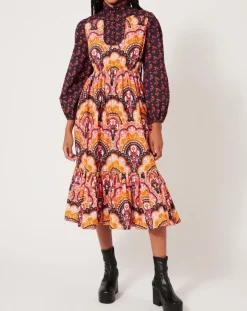 Manoush Robes|Robe Fall Winter Mix imprimée rose/multicolore