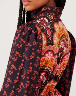 Manoush Robes|Robe Fall Winter Mix imprimée rose/multicolore