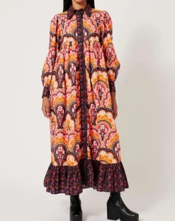 Manoush Robes|Robe Fall Winter Mix imprimée rose/multicolore