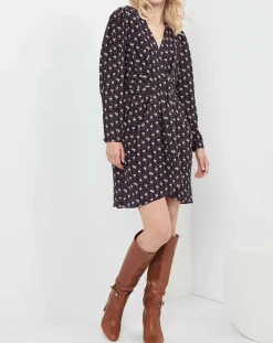 See u Soon Robes|Robe Figue Fraîche imprimée bleu marine