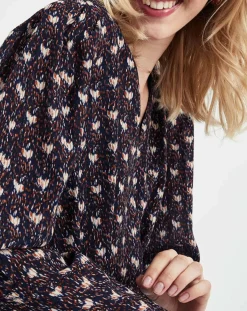 See u Soon Robes|Robe Figue Fraîche imprimée bleu marine