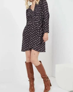 See u Soon Robes|Robe Figue Fraîche imprimée bleu marine