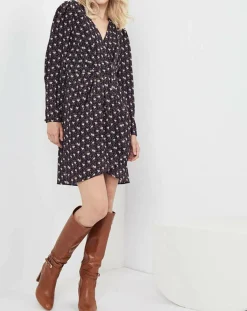 See u Soon Robes|Robe Figue Fraîche imprimée bleu marine