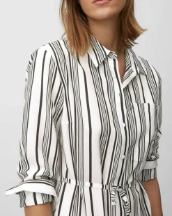 Marc O'Polo Robes|Robe fluide à rayures blanc/noir