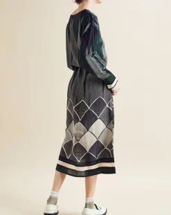 Chloé Stora Robes|Robe fluide Naima imprimée verte