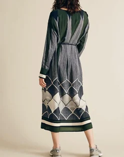 Chloé Stora Robes|Robe fluide Naima imprimée verte