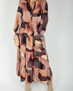 Lauren Vidal Robes|Robe fluide Store imprimée violette