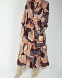 Lauren Vidal Robes|Robe fluide Store imprimée violette