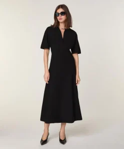 Rodier Robes|Robe Freesia en Laine mélangé noire