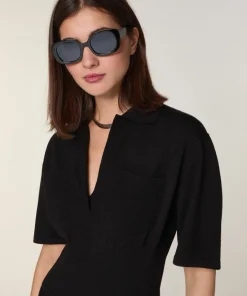 Rodier Robes|Robe Freesia en Laine mélangé noire