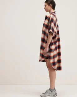 Bellerose Robes|Robe Glenn à carreaux gris/rouge/écru