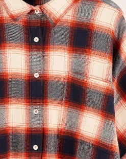 Bellerose Robes|Robe Glenn à carreaux gris/rouge/écru