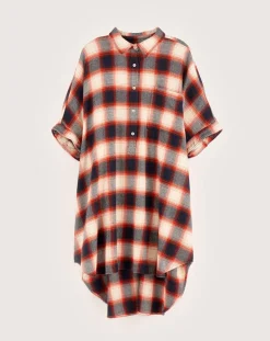 Bellerose Robes|Robe Glenn à carreaux gris/rouge/écru