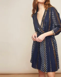 Louizon Robes|Robe Haiti imprimée bleu marine