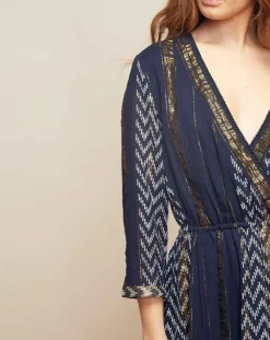 Louizon Robes|Robe Haiti imprimée bleu marine