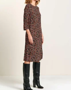 Bellerose Robes|Robe Heisho fluide Léopard marron