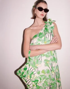 Tara Jarmon Robes|Robe imprimé à fleurs verte