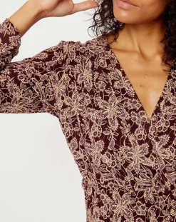 See u Soon Robes|Robe imprimée floral Luna bordeaux