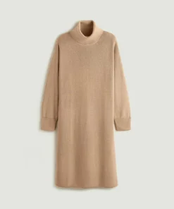 Rodier Robes|Robe Iris, droite, col roulé marron moka