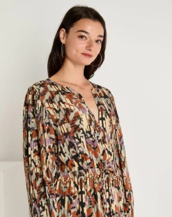 See u Soon Robes|Robe Iris imprimée brique/multicolore