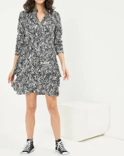 See u Soon Robes|Robe Jane imprimée noir/écru