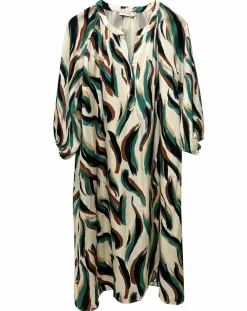 See u Soon Robes|Robe Léa satinée imprimée vert/multicolore