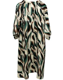 See u Soon Robes|Robe Léa satinée imprimée vert/multicolore