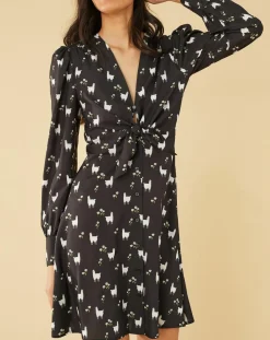 Manoush Robes|Robe Lama imprimée noire