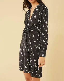 Manoush Robes|Robe Lama imprimée noire