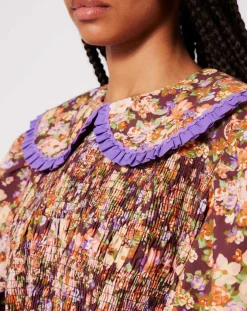 Manoush Robes|Robe Liberty Fauve imprimée cerise noire/multicolore