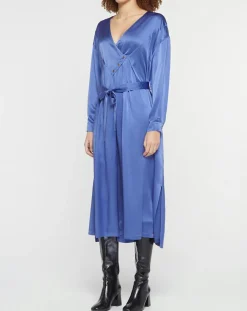 Forte forte Robes|Robe longue 100% Soie Abito bleue