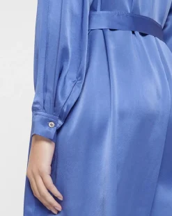 Forte forte Robes|Robe longue 100% Soie Abito bleue
